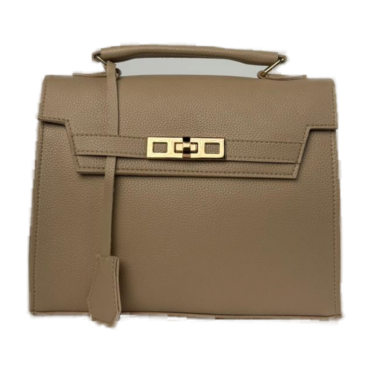 Sleek Taupe Top-Handle Bag